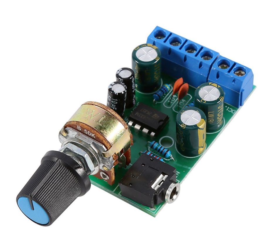 Audio versterker module 2x5W met volumeknop 1.8-12V TDA2822M