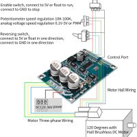 BLDC 3-fasen brushless DC motor driver module 12V-36V 500W pinout 03