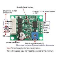 BLDC 3-fasen brushless DC motor driver module 6-20V 60W ZS-X10 v3.1 - Afbeelding 3