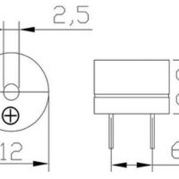 Buzzer 12x8mm afmetingen