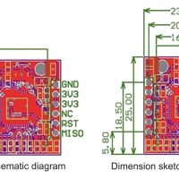 Ethernet LAN Netwerk mini module W5500 USR-ES1 afmetingen