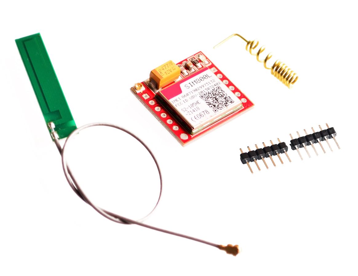 GSM GPRS Module Quad band Serial UART 2.5V met PCB en draad antenne SIM800L rood