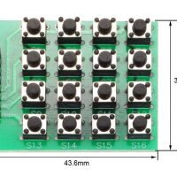 Keypad module 16 knoppen 4x4 groen afmetingen