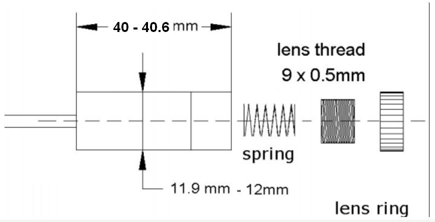 Laser LED 3-5V 650nm 10mW lijn rood afmetingen