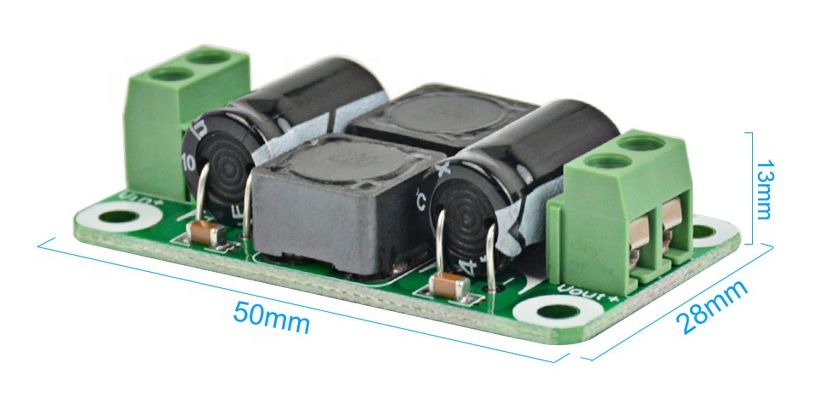 LC Filter Noise Eliminator Class D EMI Suppression 0-50V 4A afmetingen