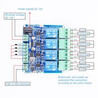 Modbus RS485 RTU Relais module 12VDC schakelt 4xNO/NC 250V 10A MODEL 2 - Afbeelding 4