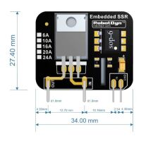 Relais Solid State module 3-32v, 1xNO 16A 600V SSR-AC embedded afmetingen