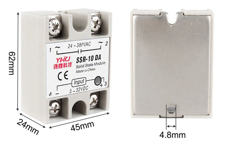 Relais Solid State SSR-40DA YHKJ afmetingen