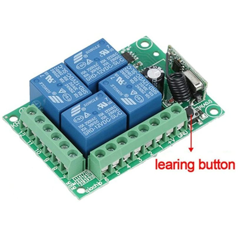 RF 433MHz Relais module 12V 4x250V-10A pinout