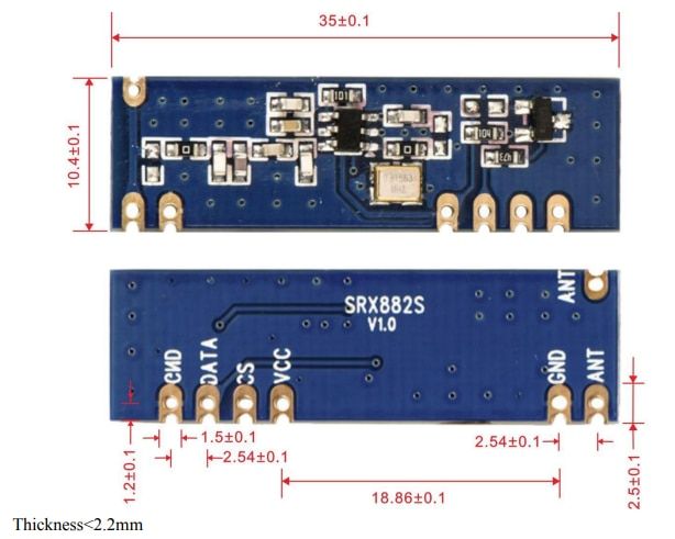 RF ontvanger 433MHz module 5V met antenne SRX882 v2