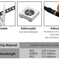 RGB LED strip IP30 met plakzijde 95CM 58 LED WS2812B 5050 chip (NeoPixel) - Afbeelding 7