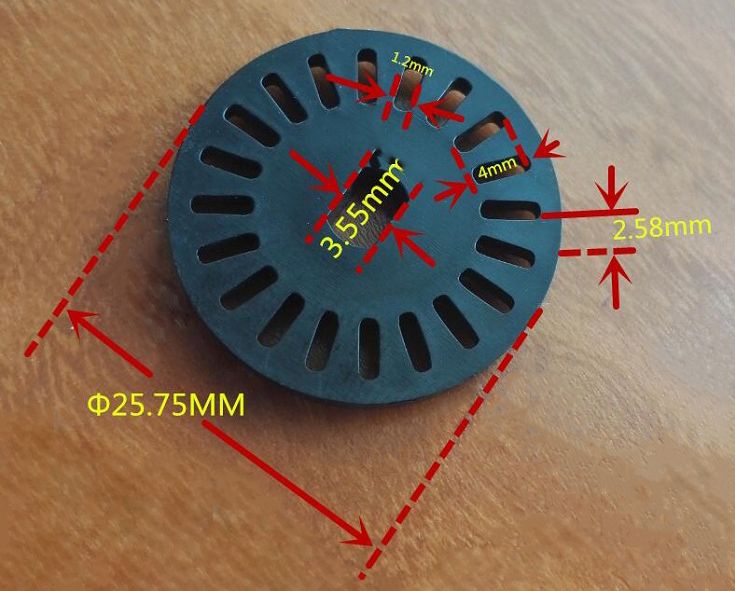 Rotary encoder kit met optische module LM393 HC-020K afmetingen wiel