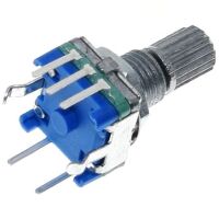 Rotary encoder met drukknop 15mm met knurled shaft (EC11) groen-blauw 03