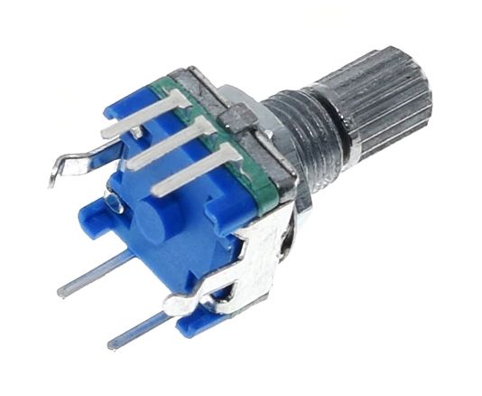 Rotary encoder met drukknop 15mm met knurled shaft (EC11) groen-blauw 03