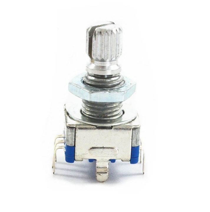 Rotary encoder met drukknop 15mm met knurled shaft (EC11) zijkant