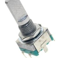 Rotary encoder met drukknop 20mm D-as schroefdraad EC11 groen 02