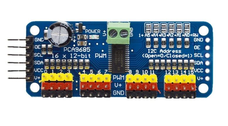 Servo motor driver PWM 16 Kanaals 12-bit I2C PCA9685 03