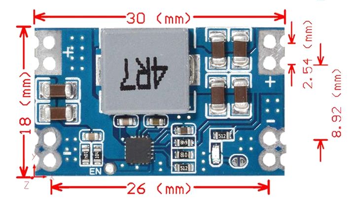 Spanningsregelaar module step-down DC-DC mini560 afmetingen