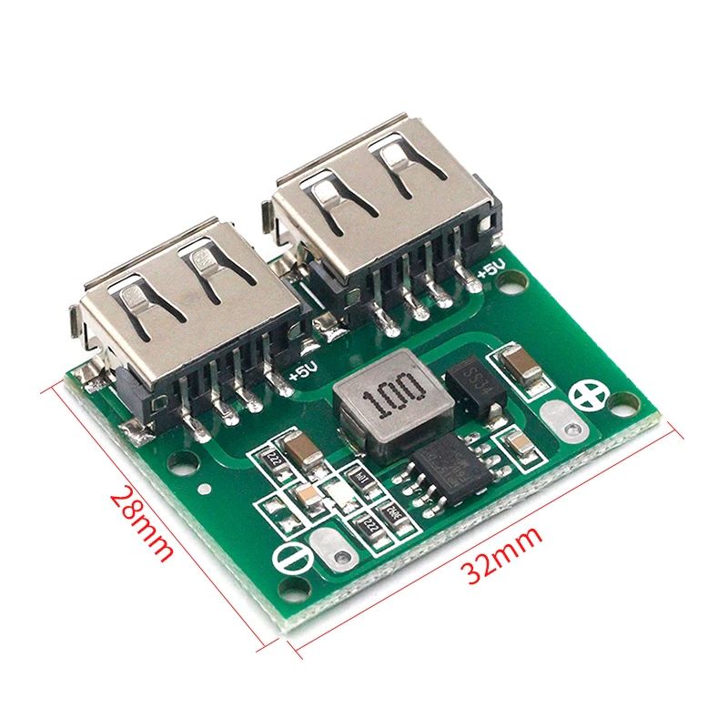 Spanningsregelaar voedings module DC-DC step-down 6-24V naar 5V 3A 2xUSB-A maten