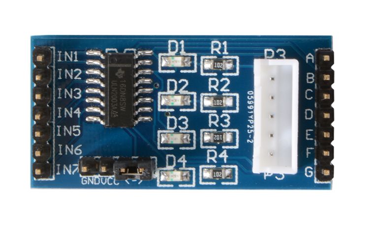 Stappenmotor aansturingsmodule 7-pins (ULN2003) bovenkant