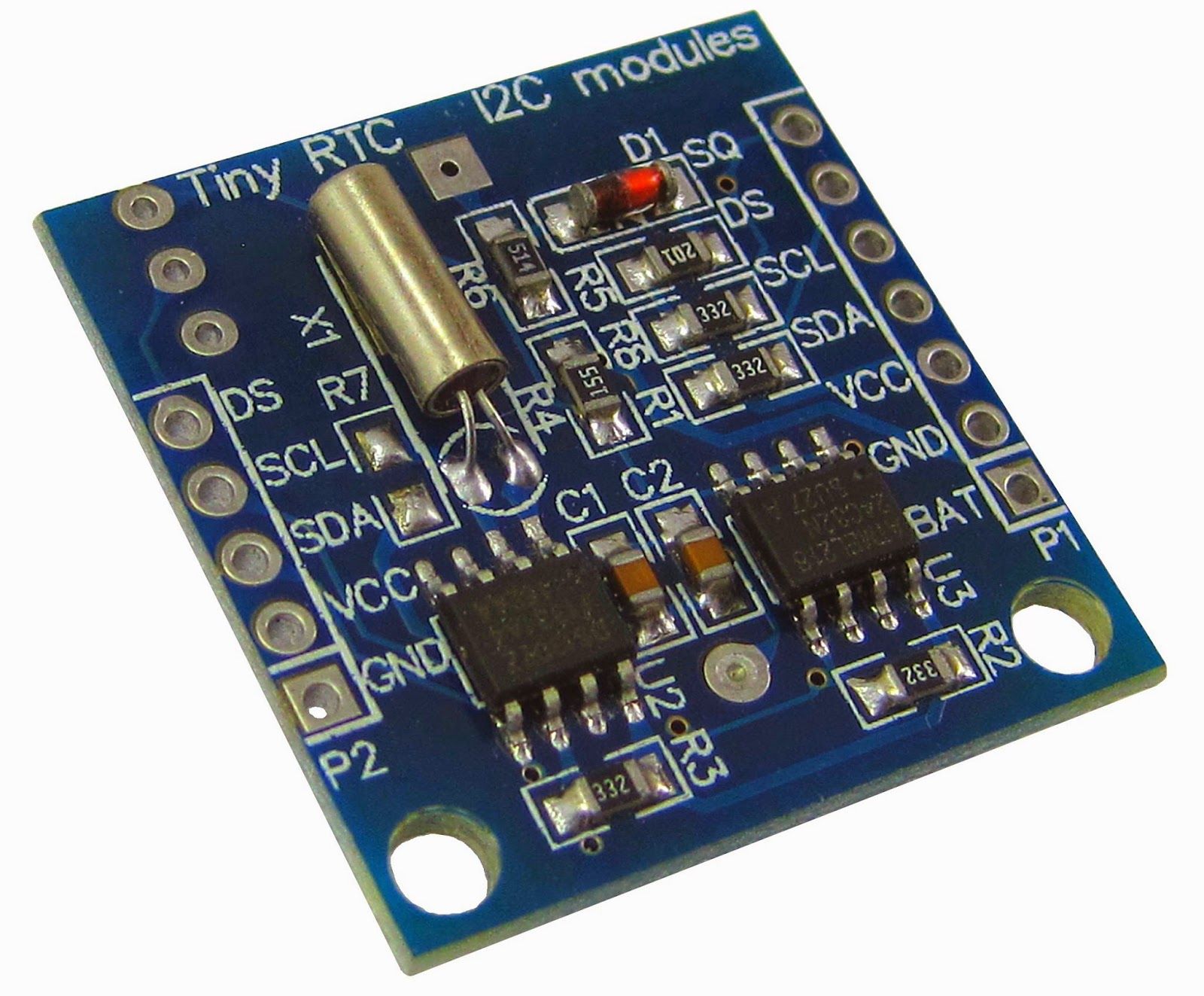 Tijdklok RTC module DS1307 geschikt voor een LIR2032 batterij