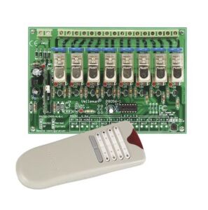 RF 433MHz Relais module 12V, 8x250V/10A NO/NC met afstandsbediening Velleman VM118 BOXED