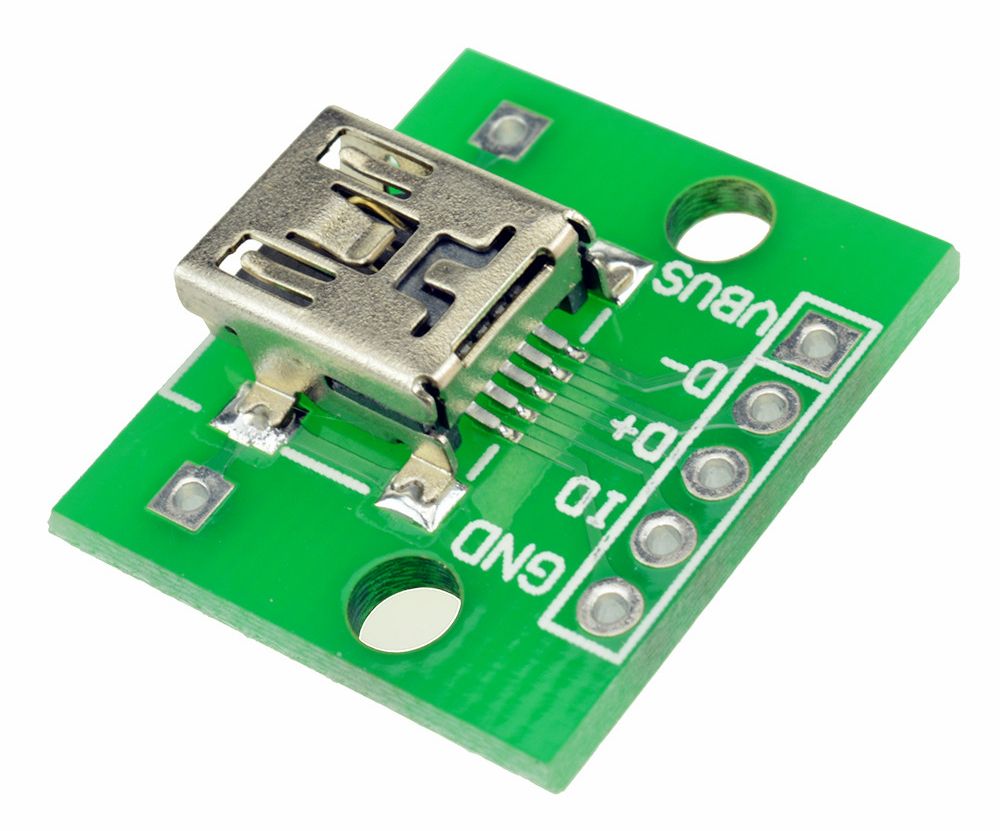 Voeding en Interface module USB-mini female achterkant schuin