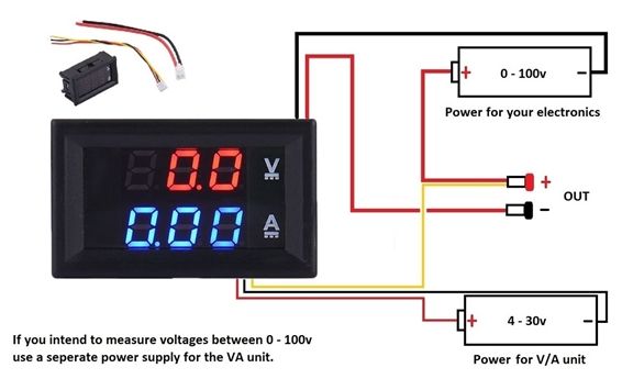Voltmeter en Amperemeter 0-100V 0-10A segment display 0