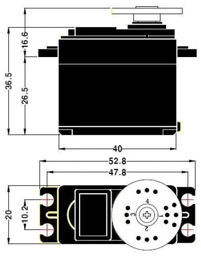 MG995 Servo afmetingen