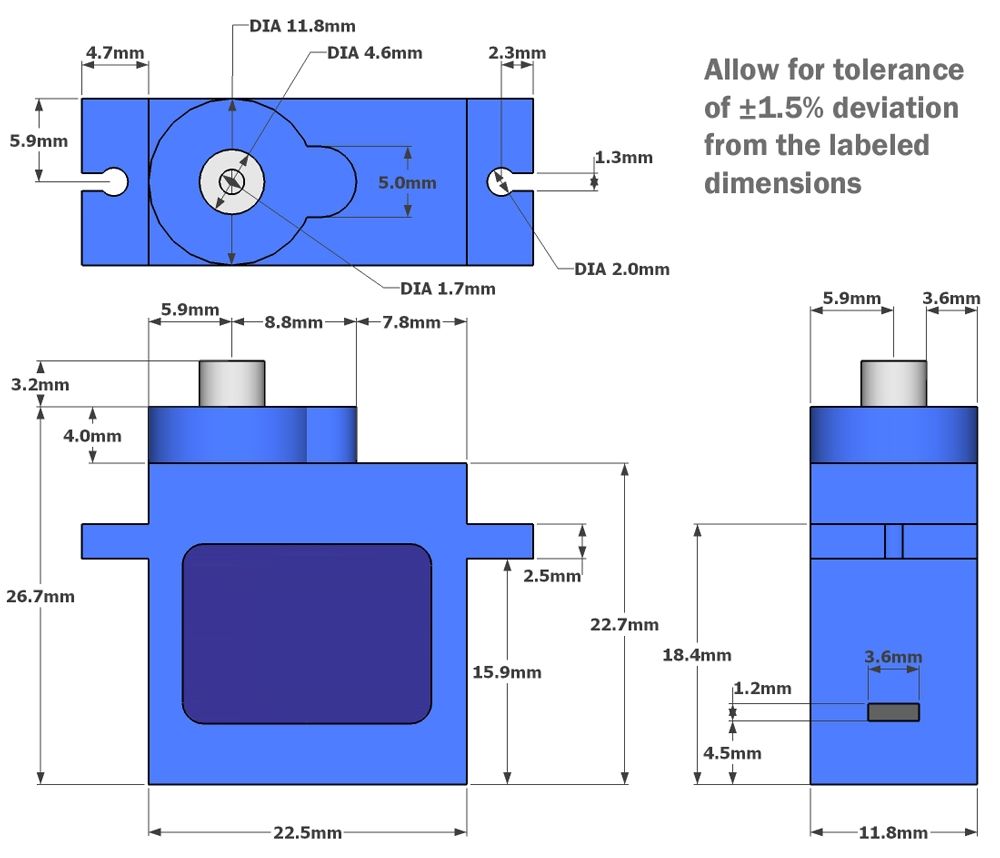 Servo mini TowerPro SG90 9G details