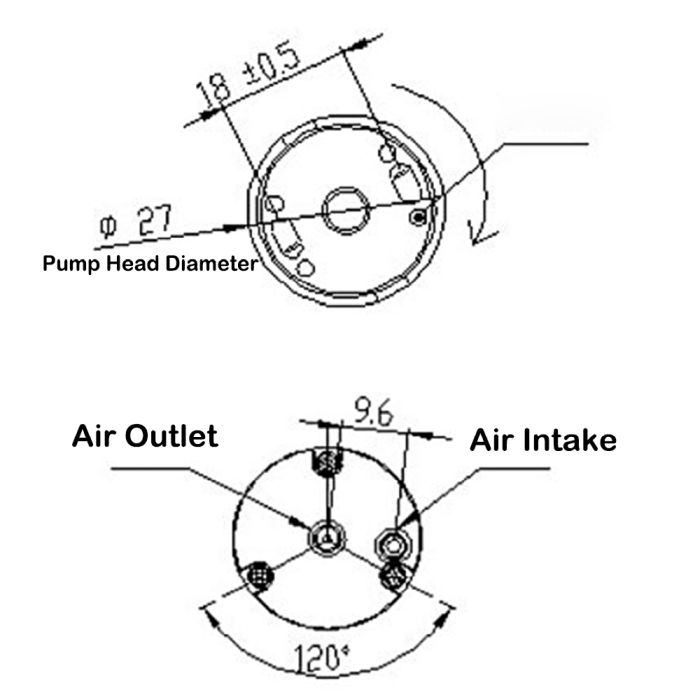 Vacuum en lucht pomp 370-A afmetingen 01