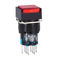 LA16 Serie Drukknop Schakelaar 16mm 8-pin LED 24VDC locking AL6-A vierkant rood