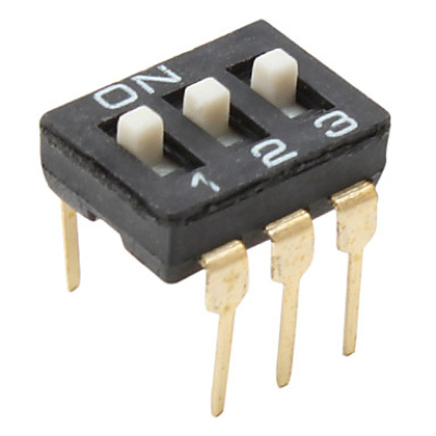 DIP-switch 3-polig zwart 2.54mm pitch