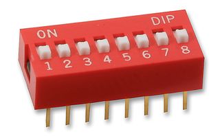 DIP-switch 8-polig rood 2.54mm pitch