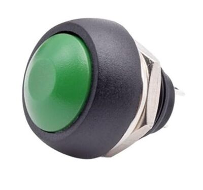Drukknop Schakelaar terugverend 12MM 1A 250VAC PBS-33B 01 groen