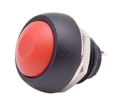 Drukknop Schakelaar terugverend 12MM 1A 250VAC PBS-33B 01 rood