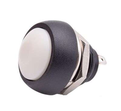 Drukknop Schakelaar terugverend 12MM 1A 250VAC PBS-33B 01 wit