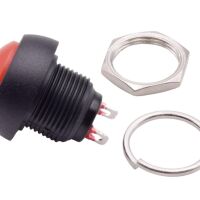 Drukknop Schakelaar terugverend 12MM 1A 250VAC PBS-33B rood - Afbeelding 3