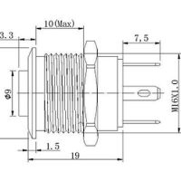 Drukknop Schakelaar vasthoudend 16mm 3A messing met nikkellaag power icon 3-6V groene led - Afbeelding 3