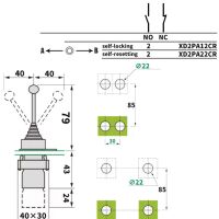 Tuimel Schakelaar 3-standen met stick 3A 240VAC XD2-PA12CR - Afbeelding 5