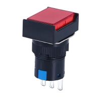 LA16 Serie Drukknop Schakelaar 16mm 3-pin locking LA16F-11 rechthoek rood