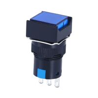 LA16 Serie Drukknop Schakelaar 16mm 3-pin locking LA16F-11 vierkant blauw - Afbeelding 1
