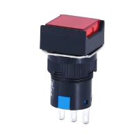 LA16 Serie Drukknop Schakelaar 16mm 3-pin locking LA16F-11 vierkant rood