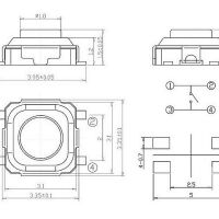 Micro Drukknop Schakelaar ultra small 3.3x3.3x1.5mm hoog 4-pins TS1233 wit - Afbeelding 3