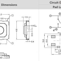 Micro Drukknop Schakelaar ultra small 5.2x5.2x1.3mm hoog 4-pins SMD TVCU23-L zwart - Afbeelding 3