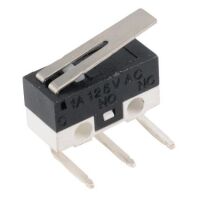 Microswitch 3-polig 1A 125VAC haaks links gebogen met lip DSB100HL MS-1A-13.5-L