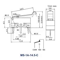 Microswitch 3-polig 1A 125VAC gebogen lip KW-10 MS-1A-14.5-C - Afbeelding 3
