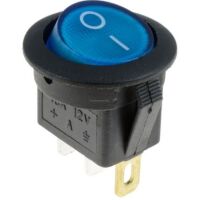 Tuimel Schakelaar 2-standen 3-pins I/O verlicht 20A 12VDC KCD102 rond 23mm blauw