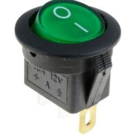 Tuimel Schakelaar 2-standen 3-pins I/O verlicht 20A 12VDC KCD102 rond 23mm groen