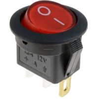 Tuimel Schakelaar 2-standen 3-pins I/O verlicht 20A 12VDC KCD102 rond 23mm rood